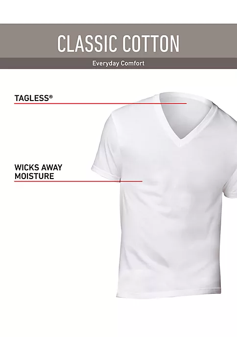 Hanes® Platinum Classic Cotton Tagless® V Neck T Shirts 5 Pack 4 Hanes® Platinum Classic Cotton Tagless® V Neck T Shirts 5 Pack - Image 2