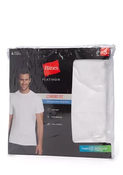 Hanes® Platinum Comfort Fit Ultra Soft Modal Crew Neck T Shirts 4 Pack