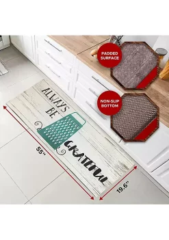 J&V TEXTILES 20"x55" Cushioned Anti-Fatigue Kitchen Runner Mat Always Be Grateful -Cheap Sperry Store Belk 1334