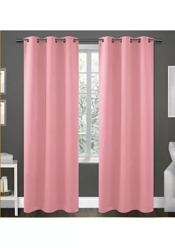 J&V TEXTILES Solid Blackout Thermal Grommet Curtain Panels (Set of 2)