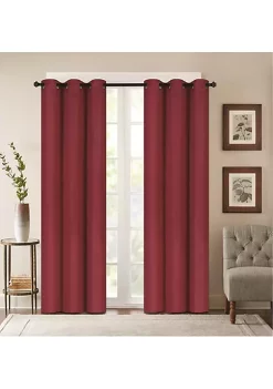 J&V TEXTILES Embossed Solid Blackout Grommet Curtain Panels 38'' x 63'' (Set of 2)