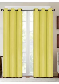 J&V TEXTILES Embossed Solid Blackout Grommet Curtain Panels 38'' x 84'' (Set of 2)