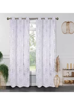 J&V TEXTILES Floral Metallic Blackout Thermal Grommet Curtain Panels 38'' x 84'' (Set of 2) -Cheap Sperry Store Belk 1435