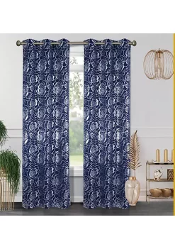 J&V TEXTILES Floral Metallic Blackout Thermal Grommet Curtain Panels 38'' x 84'' (Set of 2) -Cheap Sperry Store Belk 1437