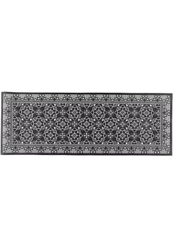 J&V TEXTILES 20"x55" Oversized Cushioned Anti-Fatigue Kitchen Runner Mat Black Damask