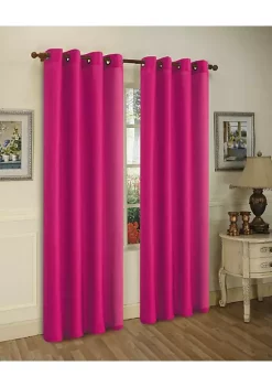 J&V TEXTILES Solid Grommet Faux Silk Window Curtain Drapes Treatment in 84" Length- Set of 2