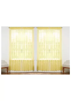 J&V TEXTILES Solid Sheer Window Curtain Panels- Set of 4