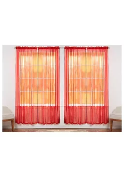 J&V TEXTILES Solid Sheer Window Curtain Panels- Set of 4 -Cheap Sperry Store Belk 1516