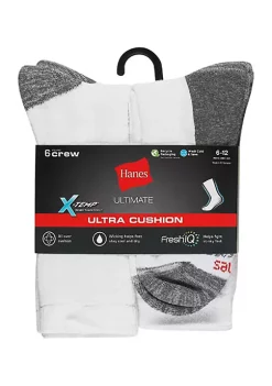 Hanes® Ultimate X-Temp Ultra Cushion 6 Pack Crew Socks